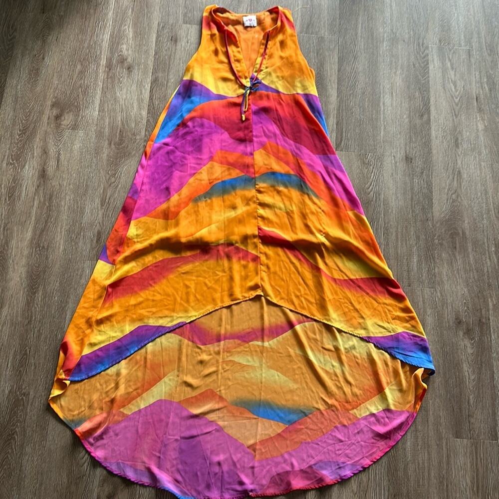 Buddy Love Campbell Sunset High Low Dress Multi Color Size Medium Deep V